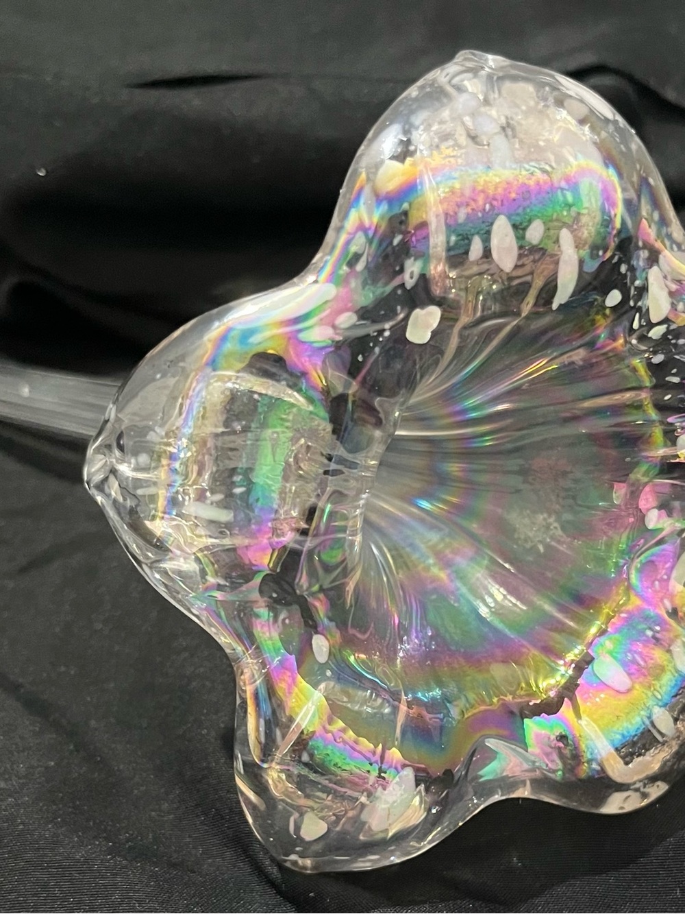 Silvestri Blown Glass Lily Stem Clear Iridescent Lustre Flower 7" - Picture 2 of 10